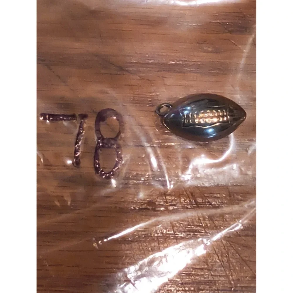 football pendant charm American 925 vintage smooth polished reverse